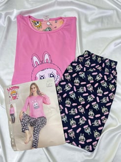 ç5777-milan lizbon kumaş labubu pijama takımı-pembe 