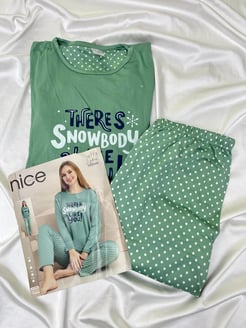 ç5773-milan lizbon kumaş pijama takımı-su yeşili