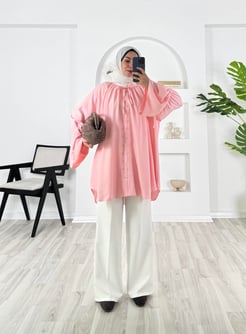13398 - modal kumaş britli urla  tunik - pembe 