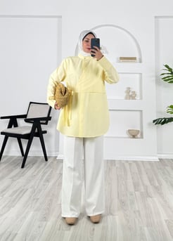 4548-poplin kumaş-bağlamalı gömlek-sarı