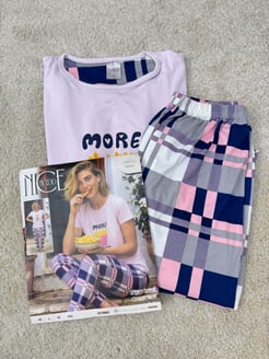 ç6650-milan kumaş kısa kollu pijama takımı-pudra