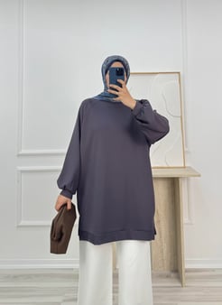 3047-oysho kumaş uzun tunik-füme