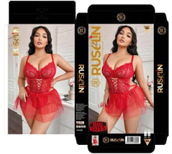 ç8008-big size tangalı dantelli gecelik-kırmızı