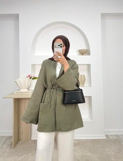 5563-müslin kumaş cepli tunik-yeşil