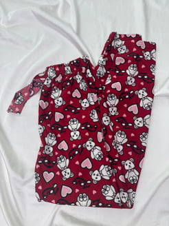 Ç2028 - süet kumaş tavşanlı pijama altı - kırmızı