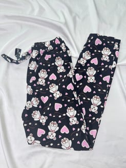 Ç2028 - süet kumaş tavşanlı pijama altı - siyah