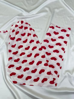 Ç565 - bordo kalpli pijama altı - beyaz 