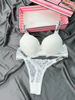 Ç953 Victoria Secret Dantelli Sütyen Takımı(özel kutusuyla)-BEYAZ