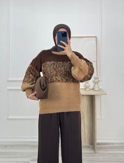 463-noktalı triko kazak-acı kahve