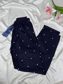 Ç2028 - süet kumaş yıldızlı pijama altı - siyah