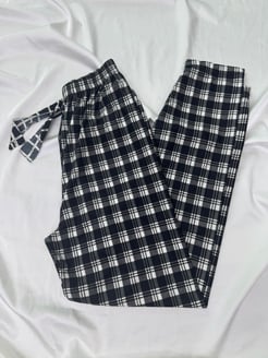 Ç2028 - süet kumaş küçük kareli pijama altı - siyah