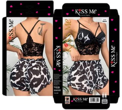 ç5055 - zebra desen şortlu takım - siyah