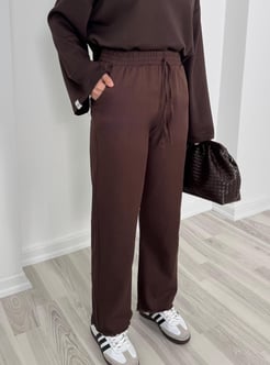 3469-gabardin kumaş cepli pantolon - acı kahve 