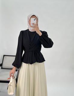 2814 - ÖNÜ BAGLAMALI ZARA MUCIZE BLUZ - SIYAH