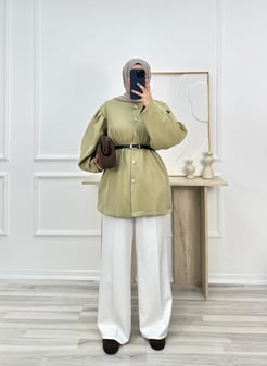 6572 büzgülü dabıl ceket-mint yeşili