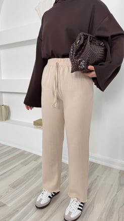 3469-gabardin kumaş cepli pantolon - taş