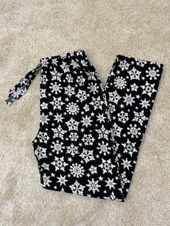Ç2028 - süet kumaş kar tanesi pijama altı - siyah