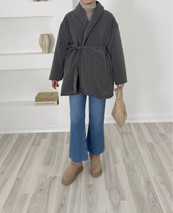 56310 - kemerli şişme mont - gri