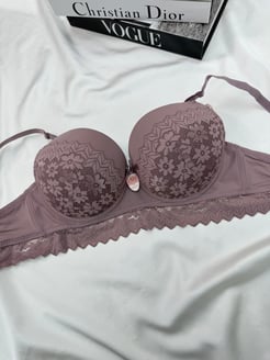 Ç5110 - DOLGUSUZ ÖNÜ DANTELLİ SÜTYEN - VİZON 