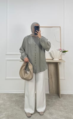 8031-modal cupra kumaş önü biyeli tunik-mint yeşili 