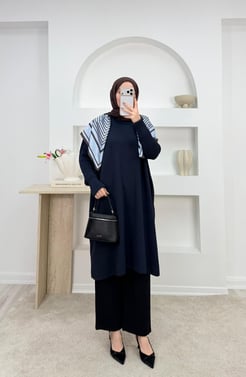 7048-soğuk iplik kumaş triko tunik-lacivert