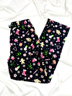 Ç2028 - süet kumaş kardan adam temalı pijama altı - siyah