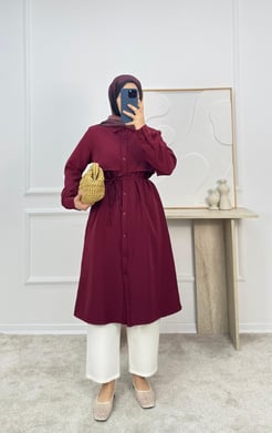 0362-dabıl krep kumaş bağlamalı tunik-bordo