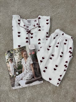 ç6225-bürümcük kumaş gömlek yaka kısa kol pijama takımı-beyaz