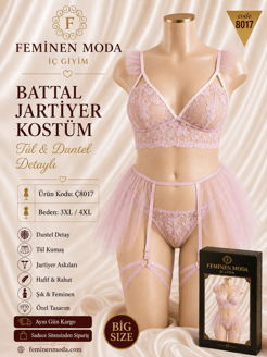 ç8017-desenli tül gecelik-pembe