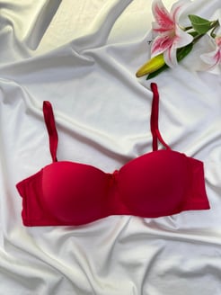 Ç877 PAMUKLU STRAPLEZ B KAP DOLGULU SÜTYEN- KIRMIZI