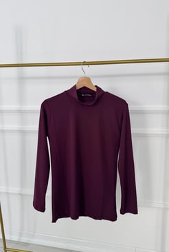 0681-polyemid kumaş-balıkçı yaka uzun kollu tunik-bordo