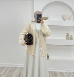 2697 - taşlı kısa hırka - beyaz 