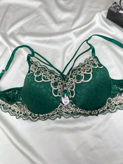 Ç8103 - DOLGUSUZ DESENLİ ÇAPRAZ İPLİ SÜTYEN - YEŞİL 