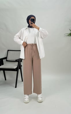 4730-ithal ayrobin kumaş-bol paça pantolon-sütlü  kahve