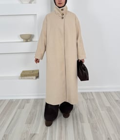 70086-dik yaka astarlı kaşe kaban-taş