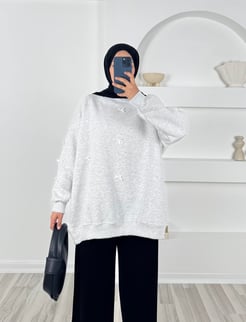 70319 -üç iplik fiyonklu sweatshirt- gri