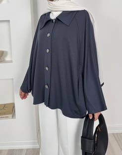 9572-oysho kumaş yarasa kol ceket-füme