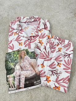 ç6623-bürümcük kumaş gömlek yaka kısa kollu pijama takımı-beyaz