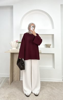 9972-oysho kumaş tunik-bordo