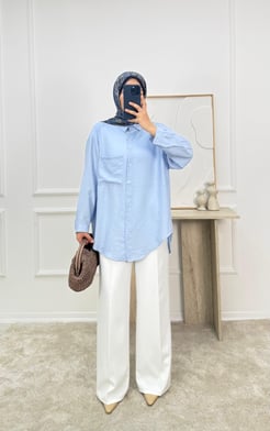 3343-modal kumaş-önü cepli tunik-bebe mavi 
