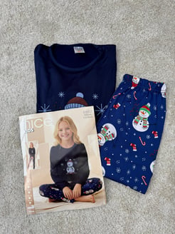 ç5862-lizbon milan kumaş kız çoçuk pijama takımı-lacivert