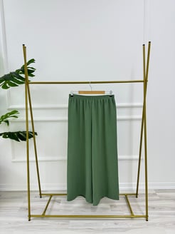 1645-aryobin kumaş bol paça pantolon -su yeşili 