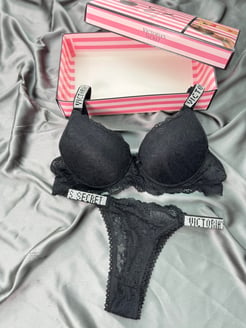 Ç953 Victoria Secret Dantelli Sütyen Takımı(özel kutusuyla)- SİYAH