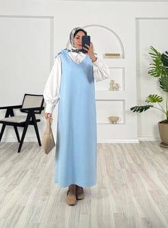 9641-dabıl kumaş-omuz detaylı V yaka jile- bebe mavisi