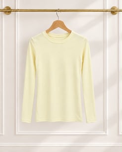 1553-çilek penye kumaş uzun kol t-shirt -sarı
