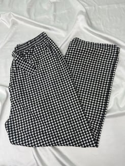 ç0139 - süet kumaş bol paça küçük kareli pijama altı - siyah
