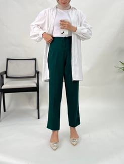 23311 ön flato pantolon - yeşil