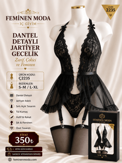 ç2235-dantel detaylı jartiyer-siyah