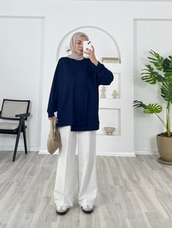 5394 - oysho kumaş paçalı tunik - lacivert