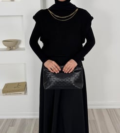 50288-zincirli örgülü triko süveter-siyah